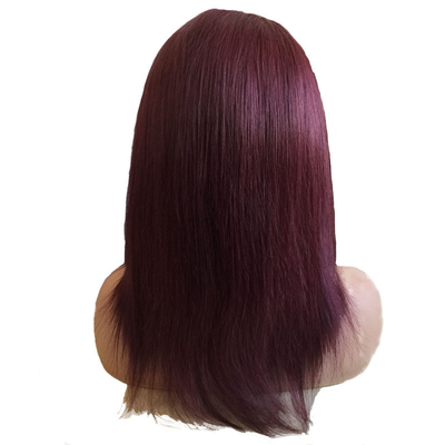 100% Human Hair Brazilian 99J Ombre Full Lace Wig Swiss 360 Lace Front 10-24 Inch Transparent HD