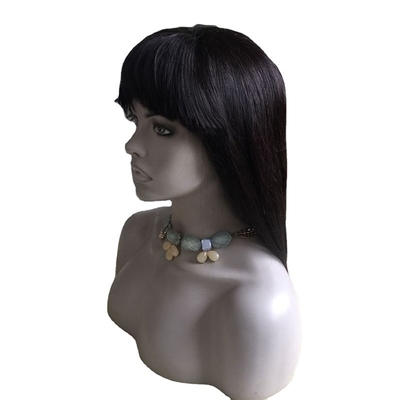 Natural Black Raw Virgin Remy Full Lace Hand Tied Wigs with Hair Bangs Perruque Vendors
