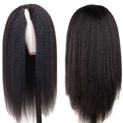 Wigs Length Long V Part Glueless Afro Kinky Straight Human Hair Wig 250% Density