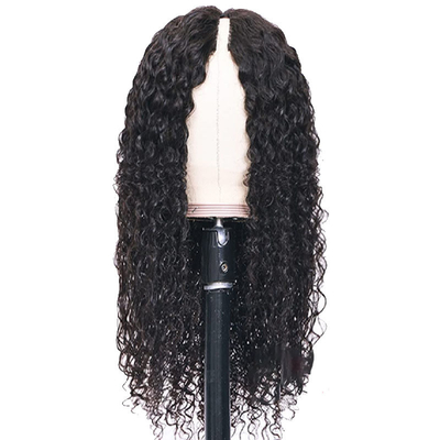 Short 2022 Fashion Design Water Wave Cuticle Aligned V-part Non Lace Human Hair Wig