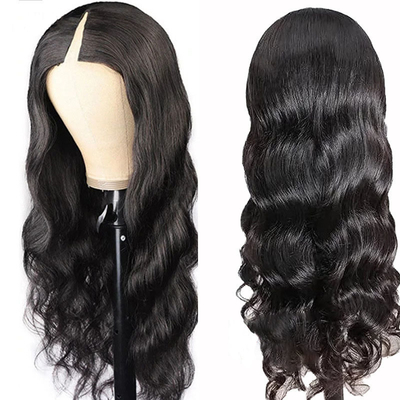 None Lace Wigs V Part Cambodian Hair Wig Body Wave Human Raw Hair No Leave Out Gluless