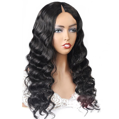 Loose Wave V Part Wigs Online with Natural Hairline and Full Machine Made Double Drawn