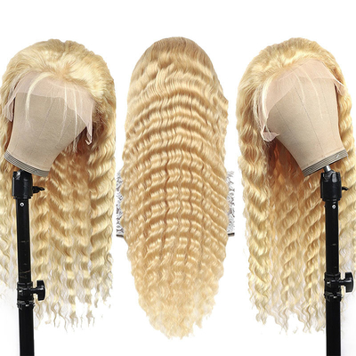 Swiss Lace Deep Wave Transparent Lace Frontal Wigs for Light Brown Lace Base Material
