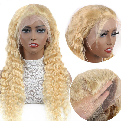 Swiss Lace Deep Wave Transparent Lace Frontal Wigs for Light Brown Lace Base Material