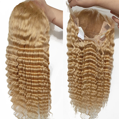 Swiss Lace Deep Wave Transparent Lace Frontal Wigs for Light Brown Lace Base Material