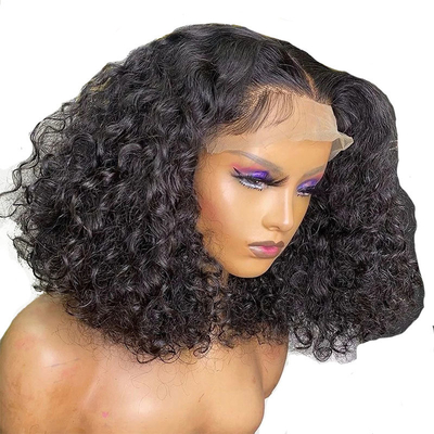 Light Brown Water Wave Bob Wig Raw Brazilian Virgin Human Hair Hd Full Lace Frontal Wig
