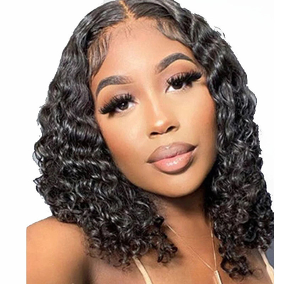 Light Brown Water Wave Bob Wig Raw Brazilian Virgin Human Hair Hd Full Lace Frontal Wig