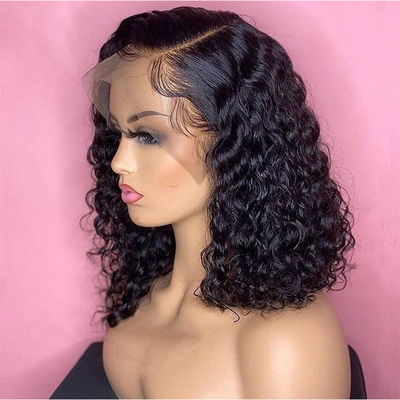 Light Brown Water Wave Bob Wig Raw Brazilian Virgin Human Hair Hd Full Lace Frontal Wig