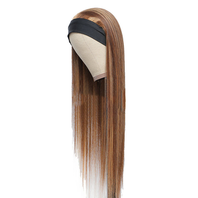 100% Top Human Hair Brazilian Hair Highlight Headband Glueless Wig P4/27 For Black Women