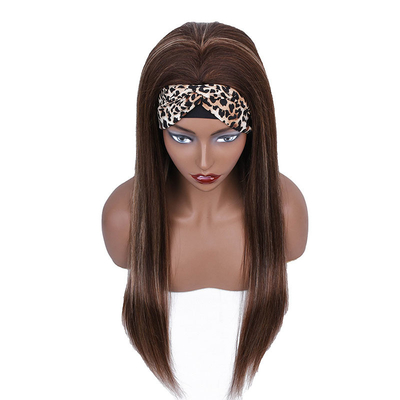 100% Top Human Hair Brazilian Hair Highlight Headband Glueless Wig P4/27 For Black Women