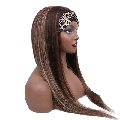 100% Top Human Hair Brazilian Hair Highlight Headband Glueless Wig P4/27 For Black Women