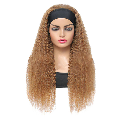 Real Human Hair Jerry Curly Half Wig With Headband for Afro Girls Hairstyle 10-30inch