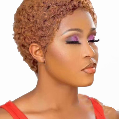 Afro Kinky Curly Short Human Hair Machine Made Wigs for Men Brazilian Hair