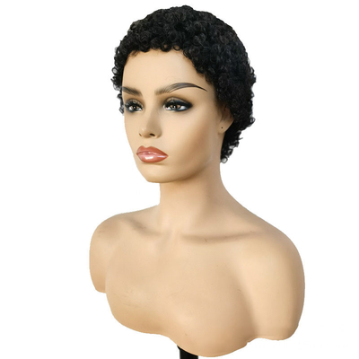 Machine Made Short Curly Human Hair Wig Afro Curly No Lace Closure Virgin Brazilian