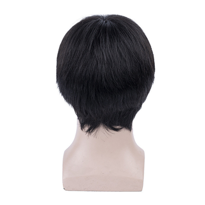 Custom Glueless Short Wigs Natural Brazilian Human Hair for Young Men at 250% Density