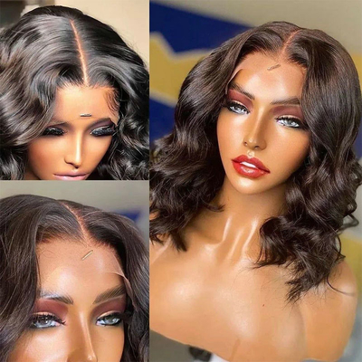 Very Black 13x6 Lace Frontal Short Style Bob Body Wave Human Hair Wigs for Black Women