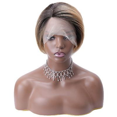 Long Vietnamese Raw Virgin HD 13x1 T Part Lace Front Pixie Cut Human Hair Wigs Ombre Brown