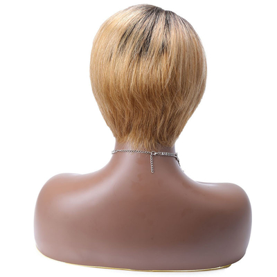 Long Vietnamese Raw Virgin HD 13x1 T Part Lace Front Pixie Cut Human Hair Wigs Ombre Brown