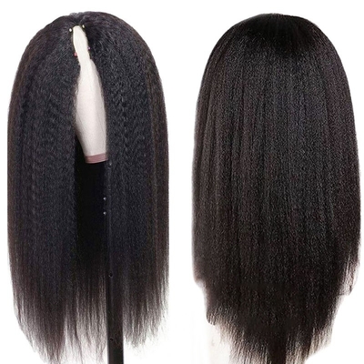 Long Human Hair V Part Wig 30Inch Kinky Straight Raw Hair Brazilian Remy Perruque