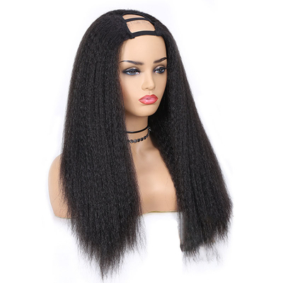 Virgin Hair Advantage Kinky Straight Human Hair Glueless U Part Wig for Bulk Purchase