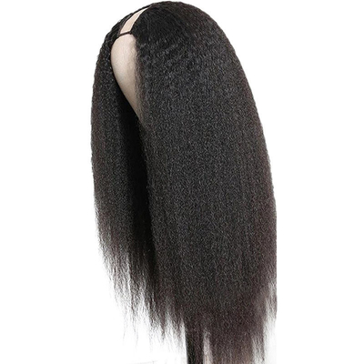 Virgin Hair Advantage Kinky Straight Human Hair Glueless U Part Wig for Bulk Purchase