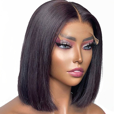 Experience Luxury with 8inch Double Drawn Brazilian Straight Full Lace Front Bob Wigs