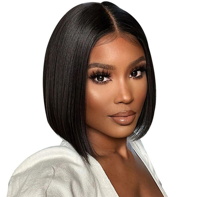 Experience Luxury with 8inch Double Drawn Brazilian Straight Full Lace Front Bob Wigs