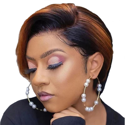 Light Brown Lace Frontal Human Hair Short Blonde Brazilian Bob for Women in Their 30s