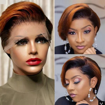 Light Brown Lace Frontal Human Hair Short Blonde Brazilian Bob for Women in Their 30s