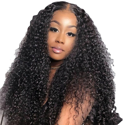 HD Swiss Lace Front Mongolian Peruvian 13x4 Afro Kinky Curly Human Hair Wig with Baby Hair