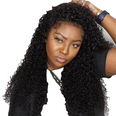 HD Swiss Lace Front Mongolian Peruvian 13x4 Afro Kinky Curly Human Hair Wig with Baby Hair