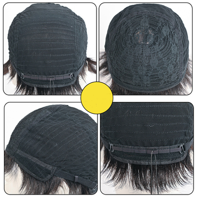 Soft and Shiny Brazilian Hair Short Cut Full Head Male Black Wigs with Natural Scalp