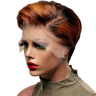 6'' Short Glueless Natural Pixie Cut Brazilian Perruque Human Hair Wigs for White Women