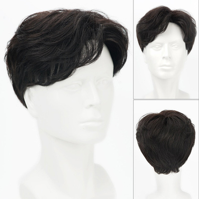 100% Human Hair Full Head Vietnam Black Very Short Cut Indian Hair Wigs for Asian Men