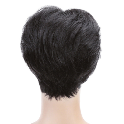 100% Human Hair Full Head Vietnam Black Very Short Cut Indian Hair Wigs for Asian Men
