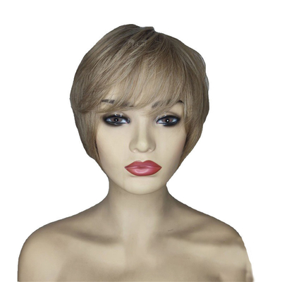 250g-450g Glueless Natural Human Hair Pixie Cut Short Bone Straight Wigs for White Women