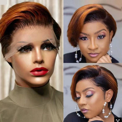 Top Hair T1B/30 Front Lace Human Hair 100% Short Wigs Natural Perruques Pieces for Women