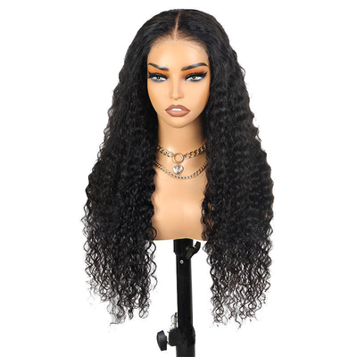 100% Human Hair Full HD Lace Bob Wigs Water Wave for Brazilian Hair in Dark Brown