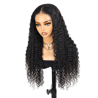 100% Human Hair Full HD Lace Bob Wigs Water Wave for Brazilian Hair in Dark Brown