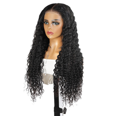100% Human Hair Full HD Lace Bob Wigs Water Wave for Brazilian Hair in Dark Brown