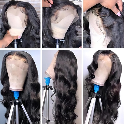 Virgin Hair Frontal Wig with Swiss Lace Openings and Raw Indian Hair