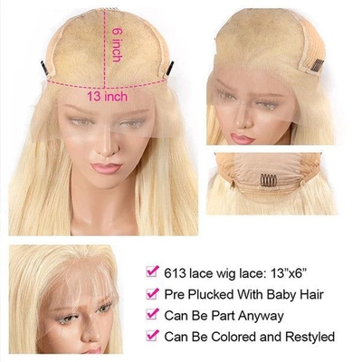 Chinese Hair 613 Blonde 13X6 Hd Full Lace Frontal Raw Human Hair Wig With Baby Hair