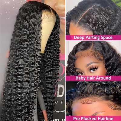 30 Inch Water Deep Wave Body Wave 4x4 Hd Transparent Lace Frontal Raw Human Hair Wig For Black Women