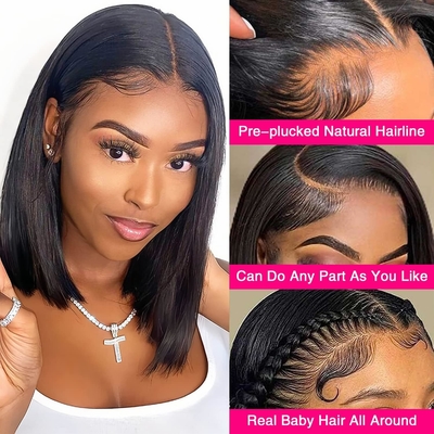 Brazilian Hair Short Bob Transparent Bob Wigs Hd Lace Front Human Hair Wigs 8-14 Inch
