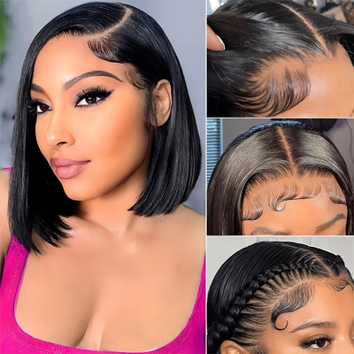 Brazilian Hair Short Bob Transparent Bob Wigs Hd Lace Front Human Hair Wigs 8-14 Inch