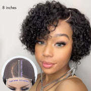 Top Human Hair Brazilian Pixie Cut Curly Full HD Lace Glueless Side Part Wig for Women