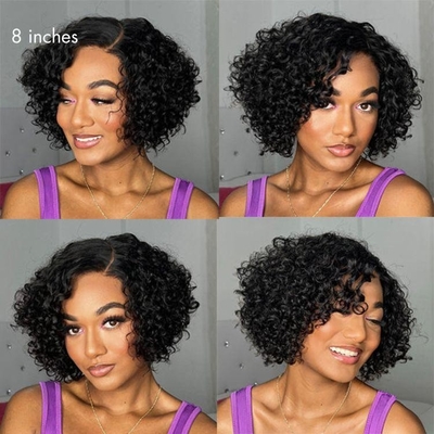 Top Human Hair Brazilian Pixie Cut Curly Full HD Lace Glueless Side Part Wig for Women