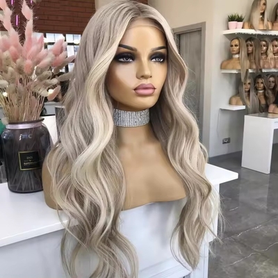 European Hair Human Hair Wigs with Frontal 180% Density HD Lace Front and Body Wave