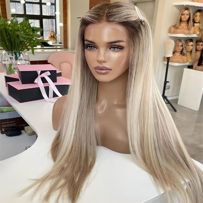 European Hair Human Hair Wigs with Frontal 180% Density HD Lace Front and Body Wave